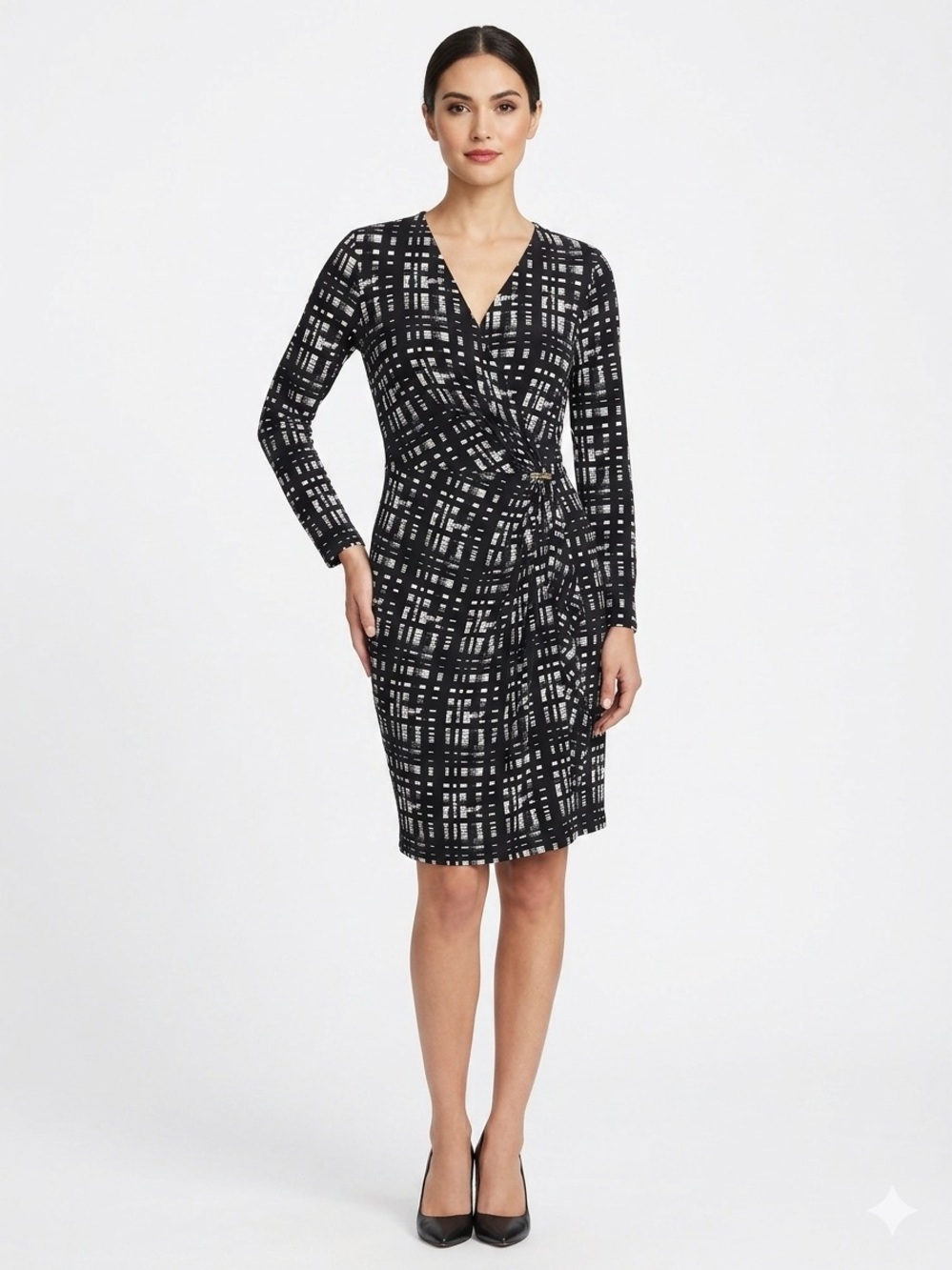 MICHAEL Michael Kors NWOT Printed Long-Sleeve Wrap Dress Stretchy Comfy